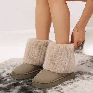 Freja | Women's Platform Winter Boots - Color:Off-White;Size:36