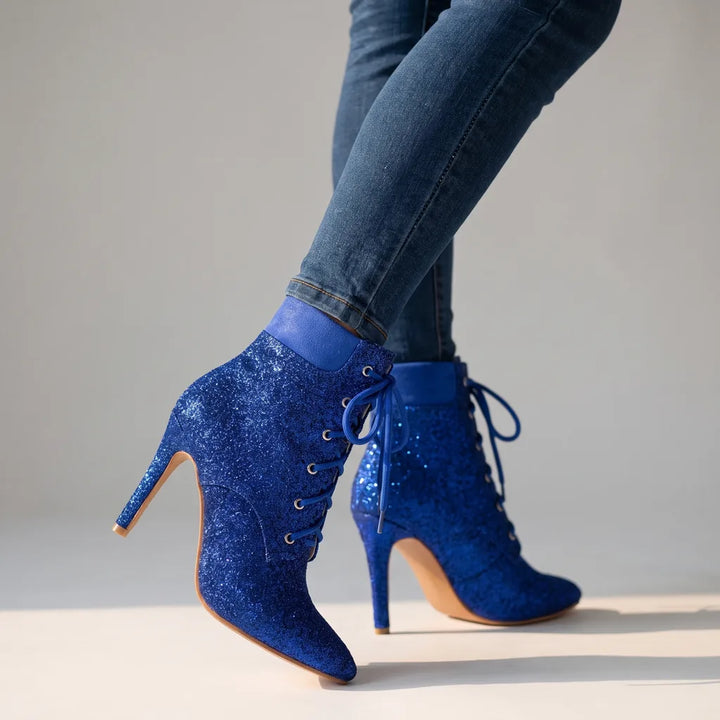 Gail | Women's Lace-Up Ankle Boots  - Color:Blue;Size:35