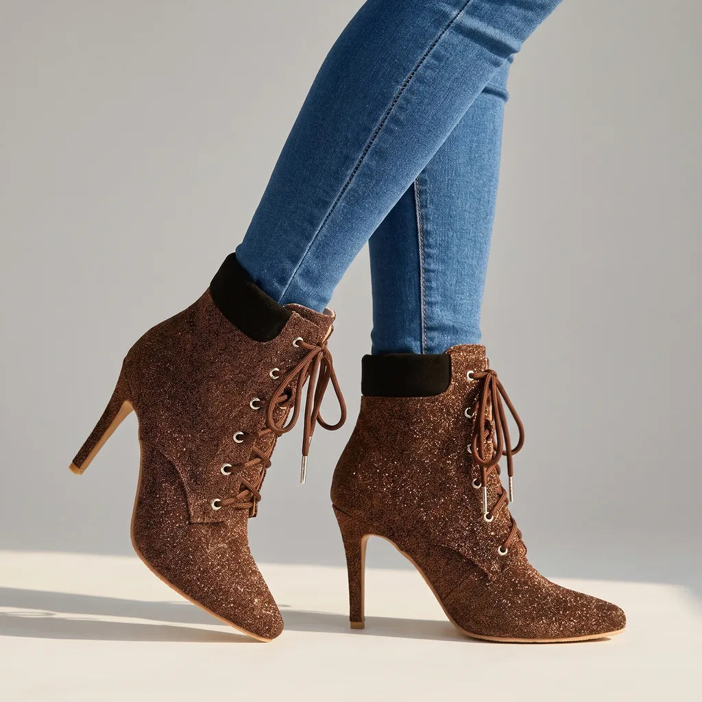 Gail | Women's Lace-Up Ankle Boots  - Color:Brown;Size:35