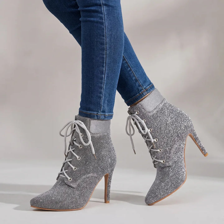 Gail | Women's Lace-Up Ankle Boots  - Color:Gray;Size:35