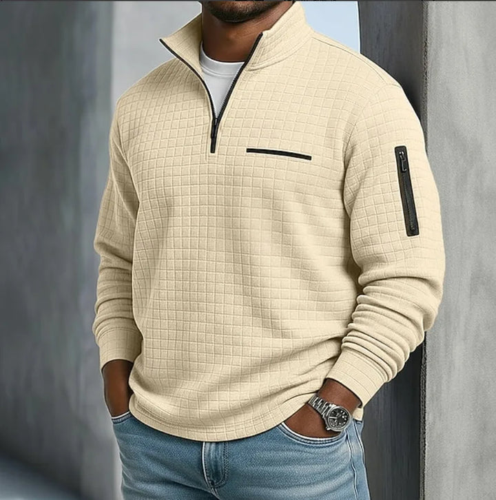 Garland | | Men's Quilted Quarter-Zip Sweater - Color:Beige;Size:XS