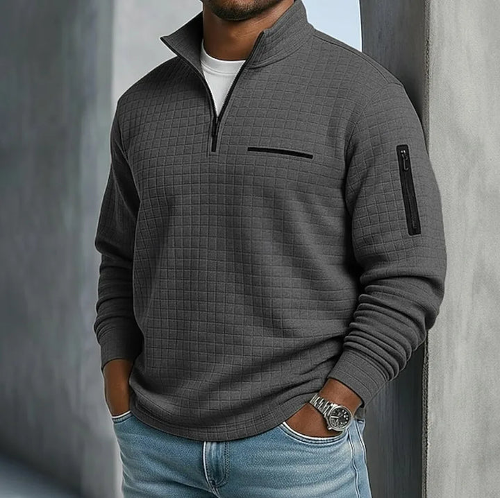 Garland | | Men's Quilted Quarter-Zip Sweater - Color:Dark Gray;Size:XS