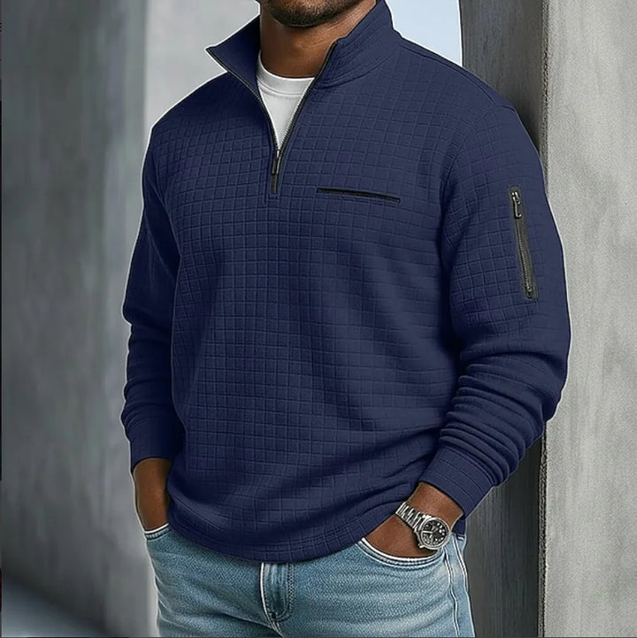 Garland | | Men's Quilted Quarter-Zip Sweater - Color:Navy Blue;Size:XS