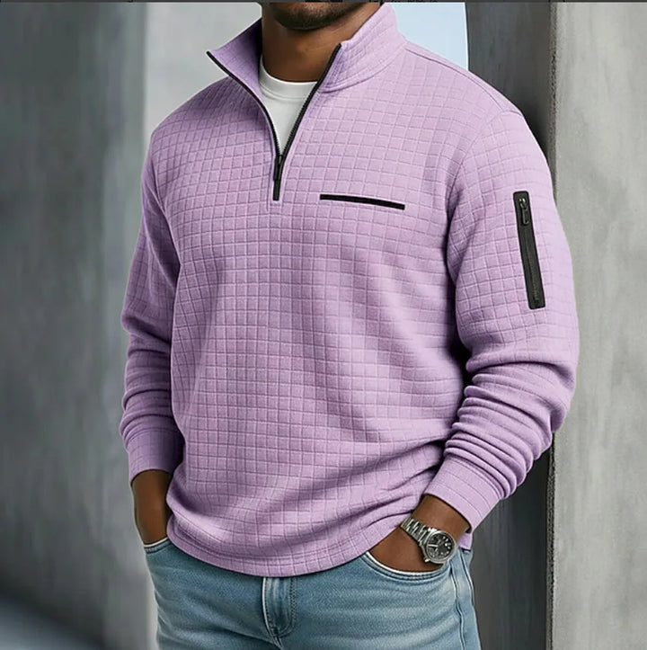 Garland | | Men's Quilted Quarter-Zip Sweater - Color:Purple;Size:XS
