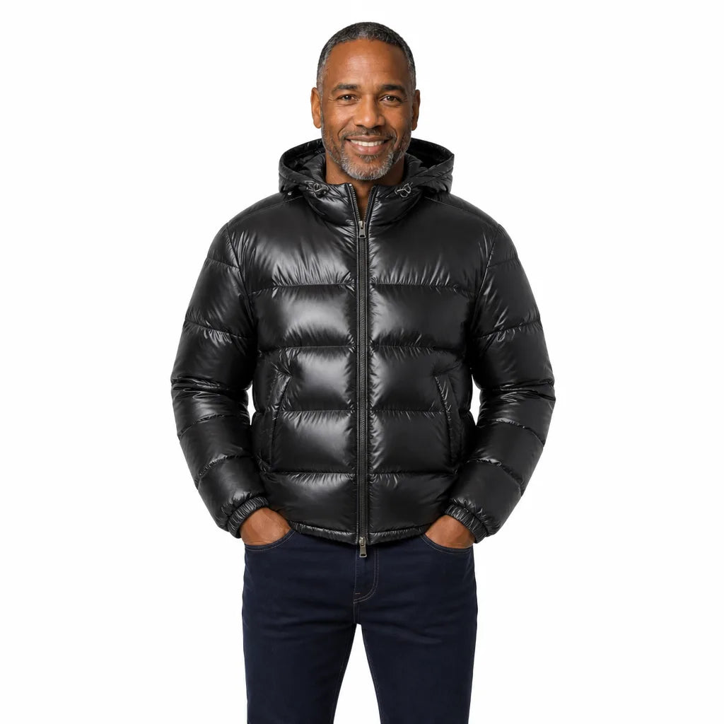 Men's Black Dominic Padded Hooded Jacket