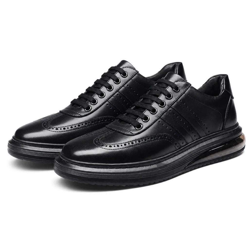 Geoffrey Leather Brogue Derbies - Color:Black;Size:38