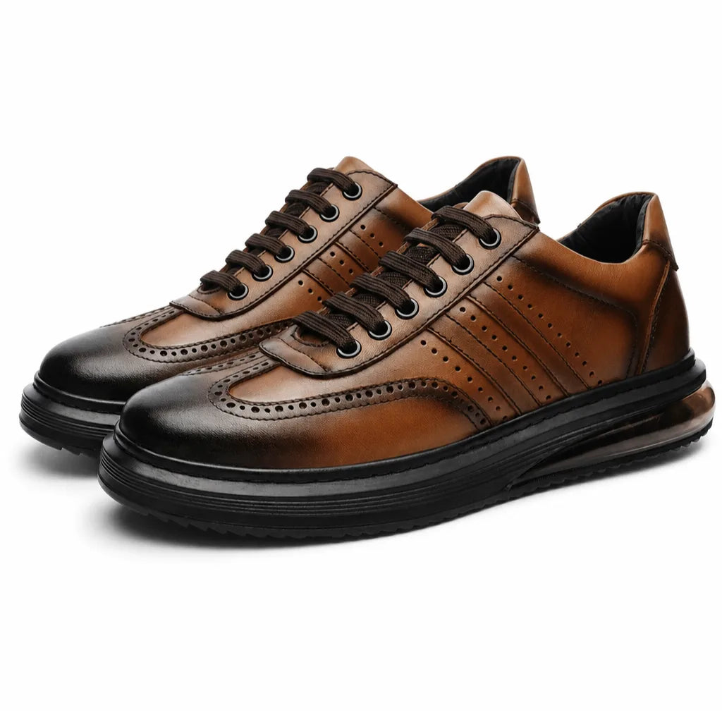 Geoffrey Leather Brogue Derbies - Color:Brown;Size:38