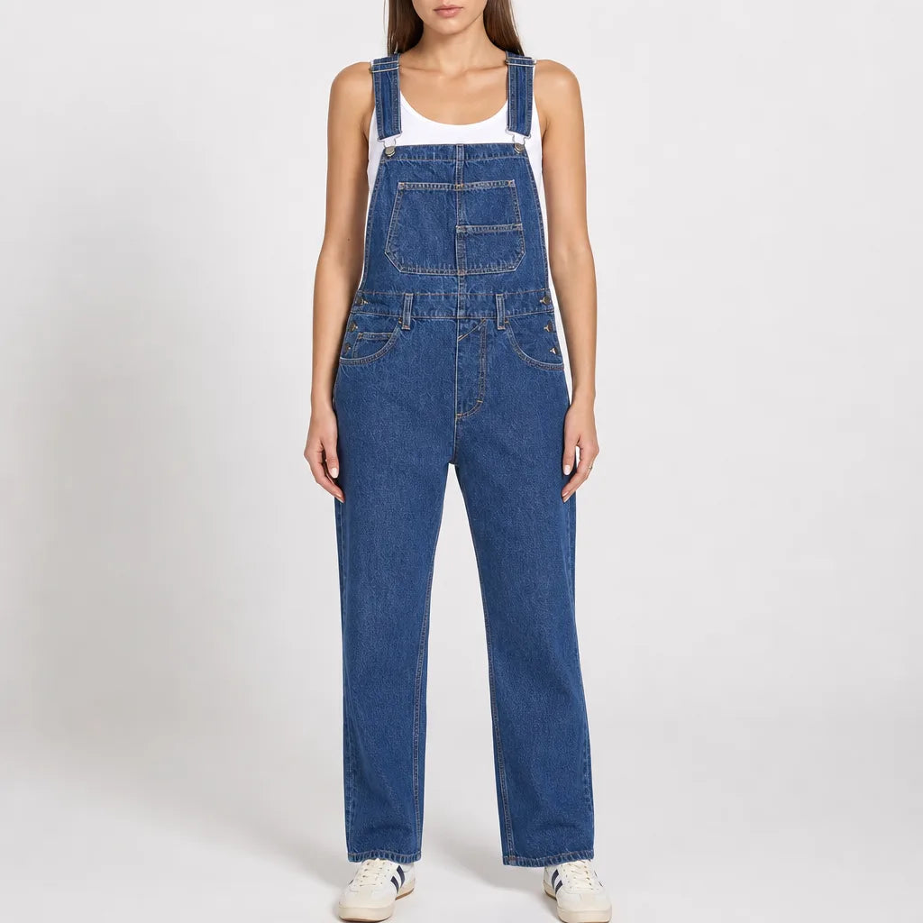Georgina Relaxed Overalls - Color:Blue;Size:XS