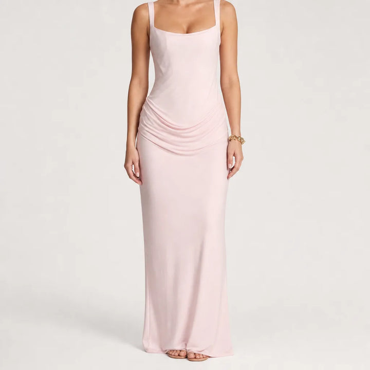 Ghislaine | Women's Fall Wedding Guest Maxi Dress - Color:Pink;Size:XXS