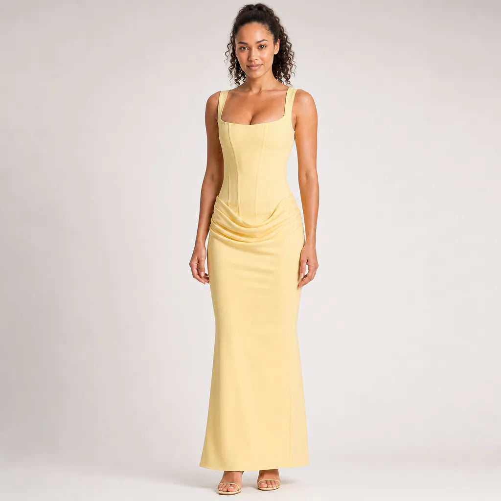 Women's Yellow Irving Backless Maxi Dress