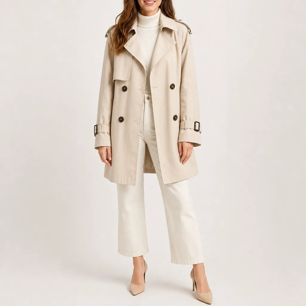 Gillespie Longline Trench Coat - Color:Beige;Size:S
