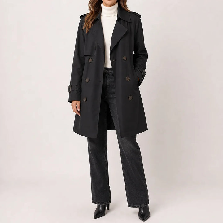 Gillespie Longline Trench Coat - Color:Black;Size:S