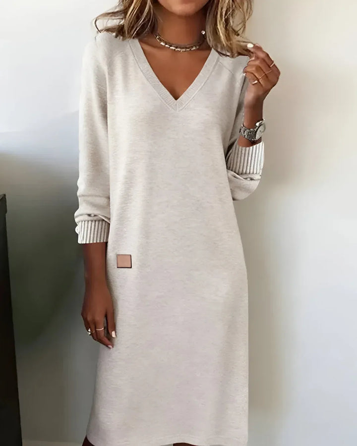 Gina | Women's Long Sleeve Sweater Dress  - Color:White;Size:S