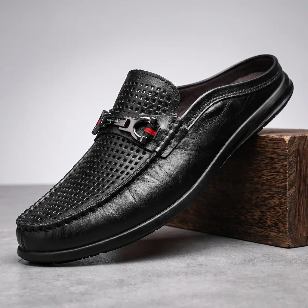 Giovanni Perforated Loafers - Color:Black;Size:38