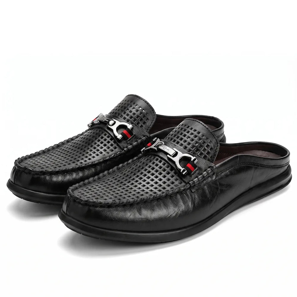 Men's Black Beecher Leather Mule Loafers