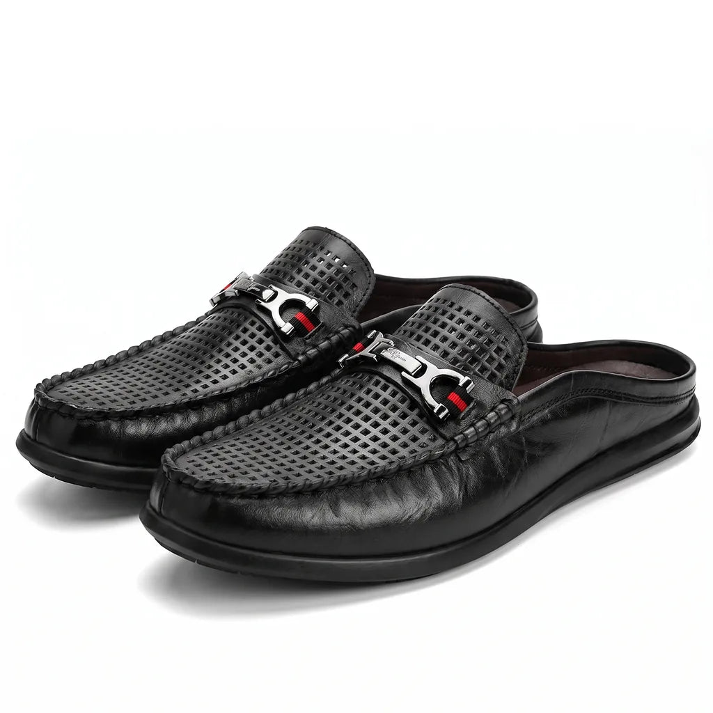 Men's Black Beecher Leather Mule Loafers