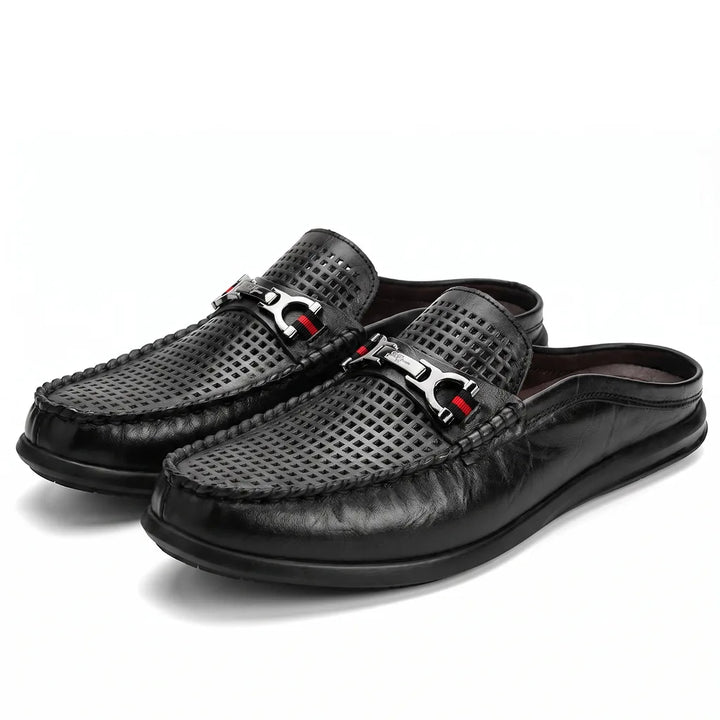 Men's Black Beecher Leather Mule Loafers