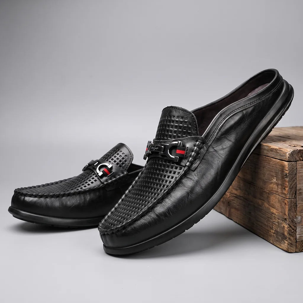 Men's Black Beecher Leather Mule Loafers