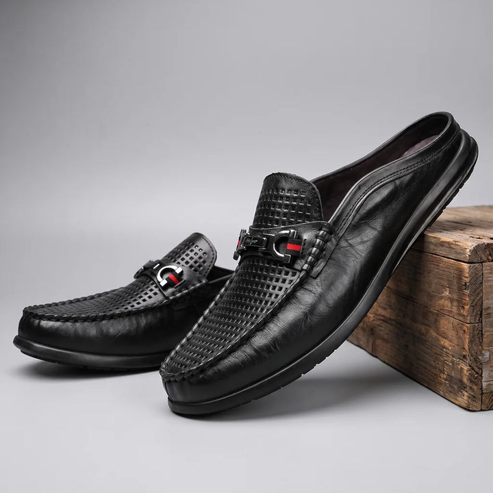 Men's Black Beecher Leather Mule Loafers