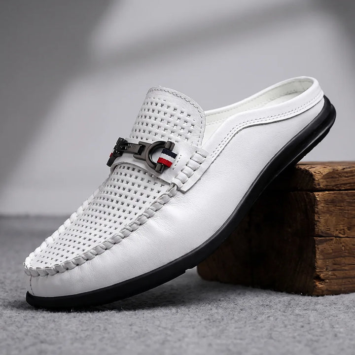Giovanni Perforated Loafers - Color:White;Size:38