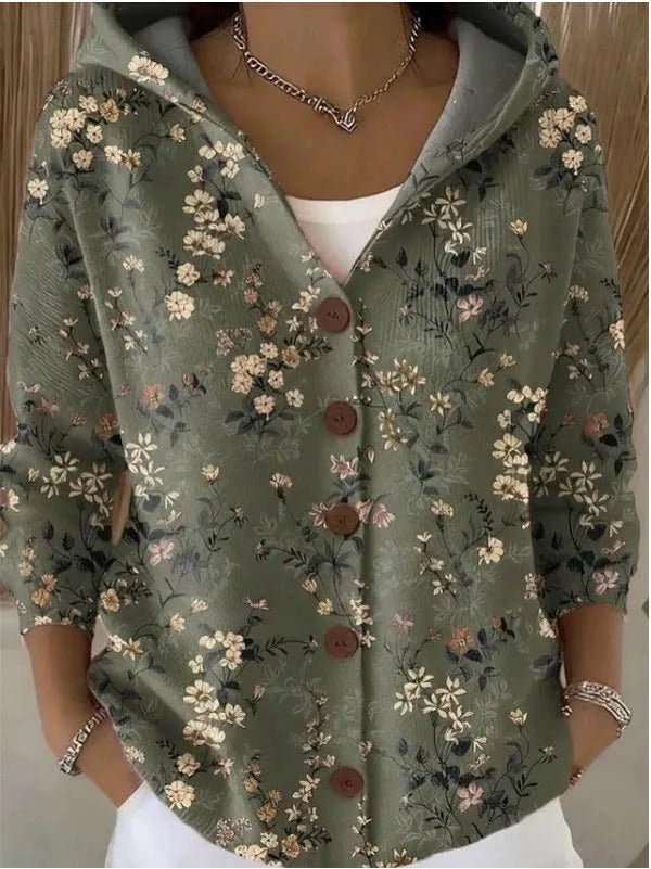 Giselle | Women's Elegant Hoodie Sweater  - Size:XS;Color:Dark Green