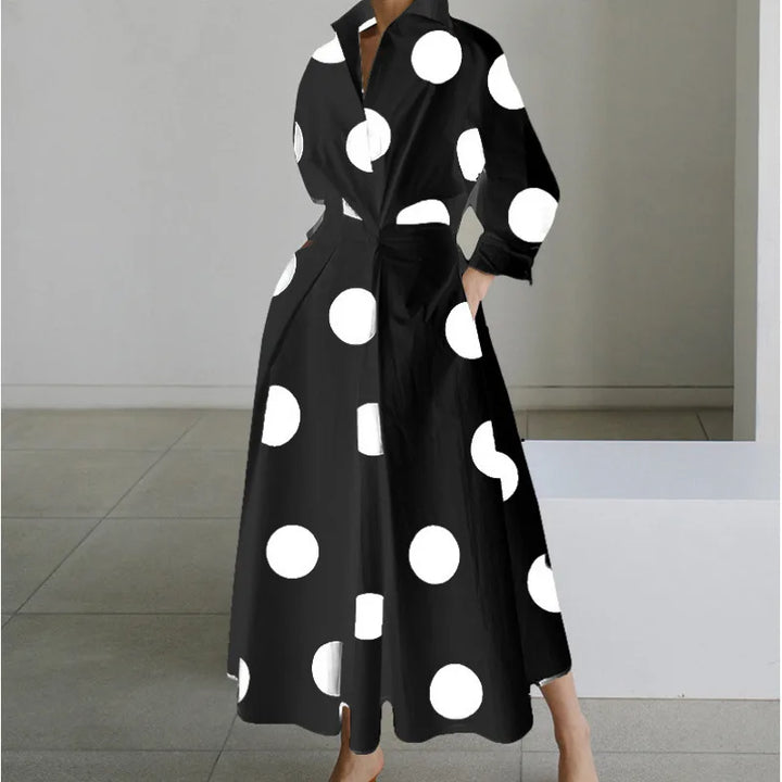 Gracie | Women's Front Wrap Maxi Dress  - Size:XS;Color:Black Polka