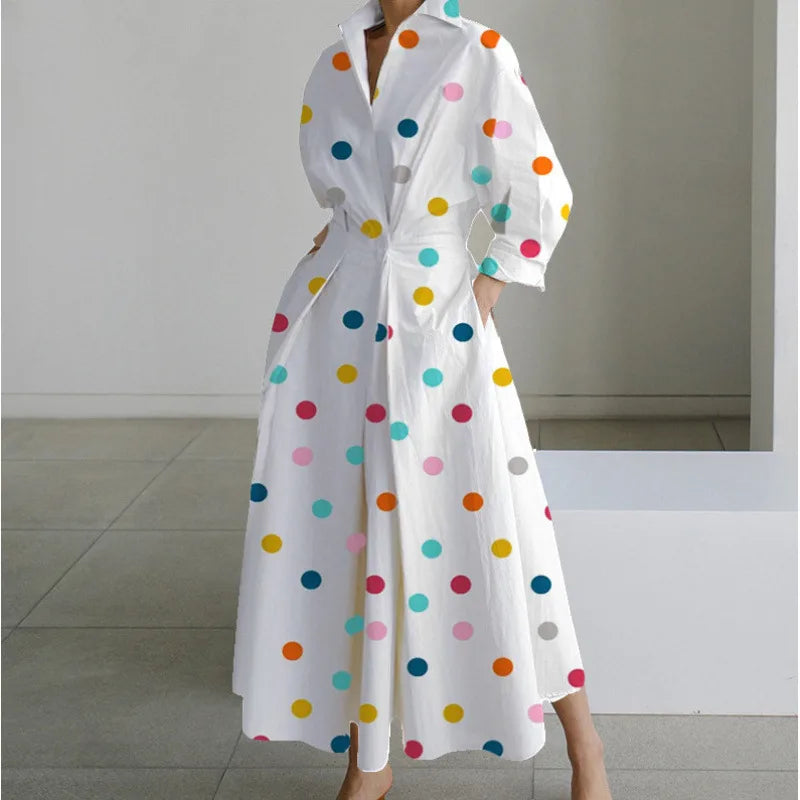 Gracie | Women's Front Wrap Maxi Dress  - Size:XS;Color:Rainbow Polka