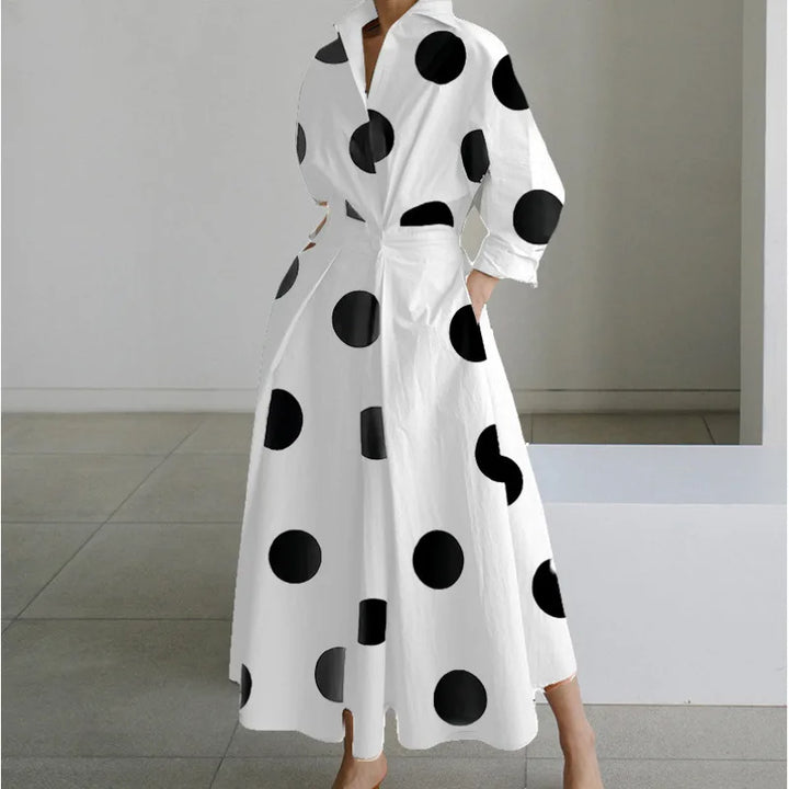 Gracie | Women's Front Wrap Maxi Dress  - Size:XS;Color:White Polka