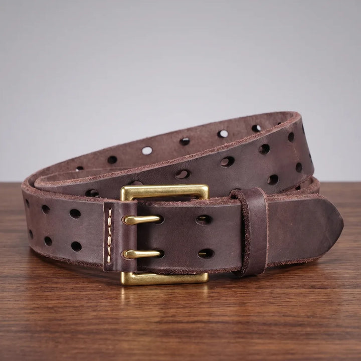 Grayson | Men's Leather Buckle Belts - Color:Brown;Length (cm):44 inches