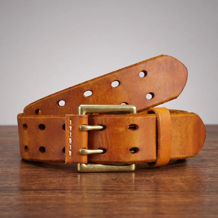 Grayson | Men's Leather Buckle Belts - Color:Light Brown;Length (cm):44 inches