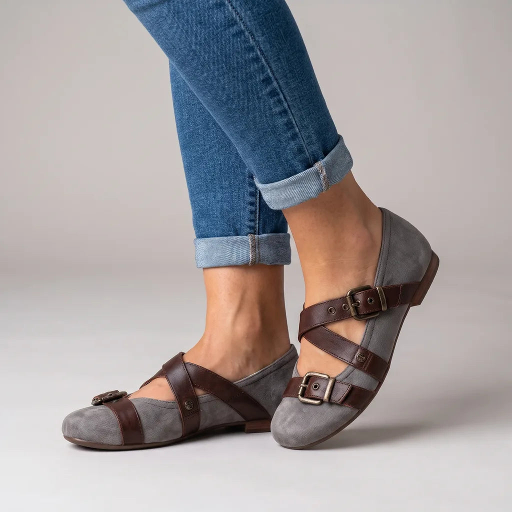 Hanna | Women's Orthopedic Comfort Flats - Color:Gray;Size:35