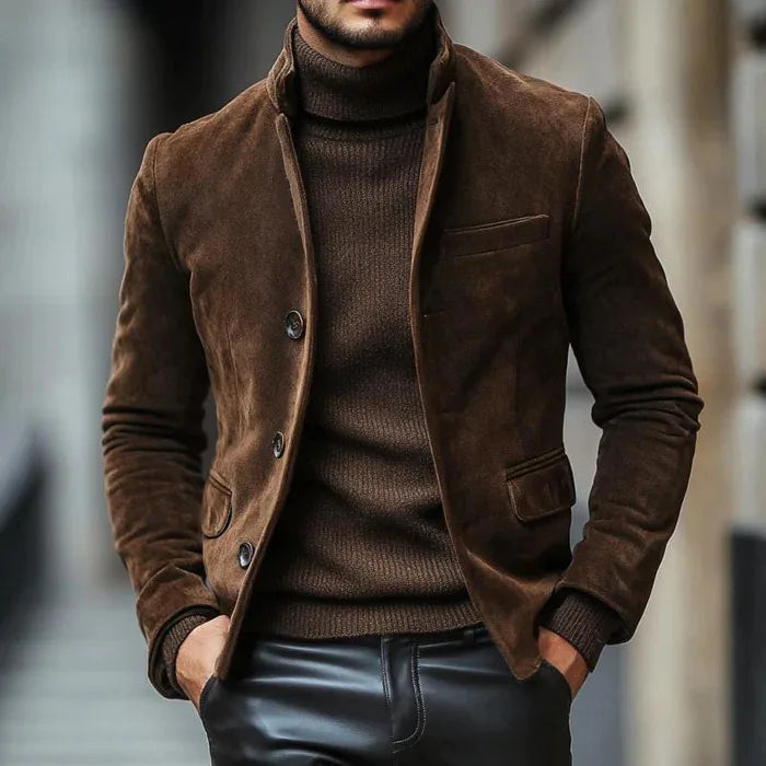 Hargrove | Men's Velvet Suede Jacket - Brown