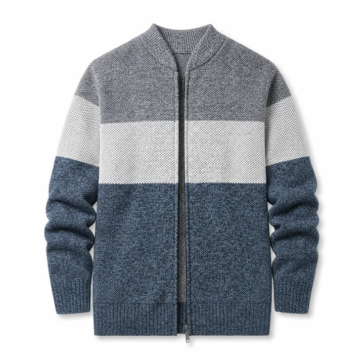 Harlan Zip Knit Cardigan - Color:Blue;Size:S