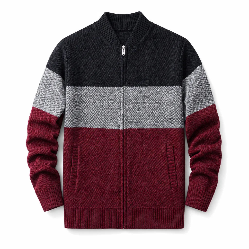 Harlan Zip Knit Cardigan - Color:Red;Size:S