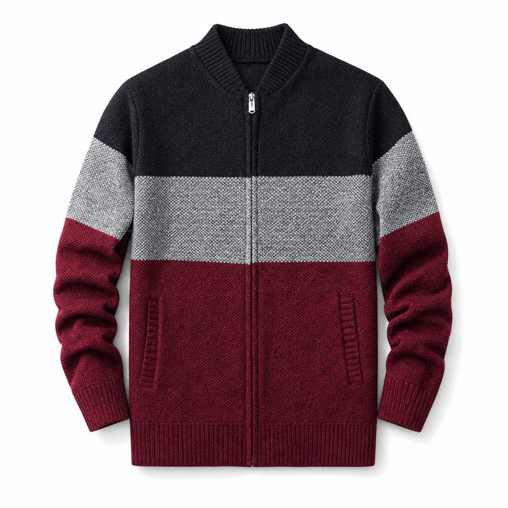 Harlan Zip Knit Cardigan - Color:Red;Size:S