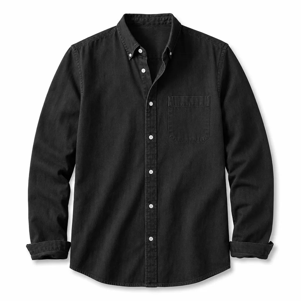 Harper Collared Button-Up Shirt - Color:Black;Size:XS