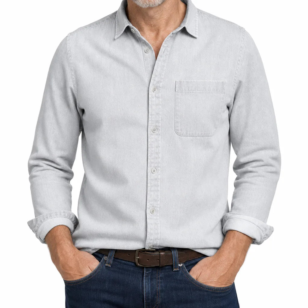 Men's White Harper Solid Collared Shirt
