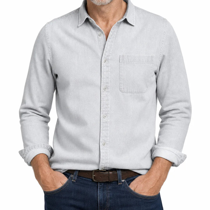 Men's White Harper Solid Collared Shirt