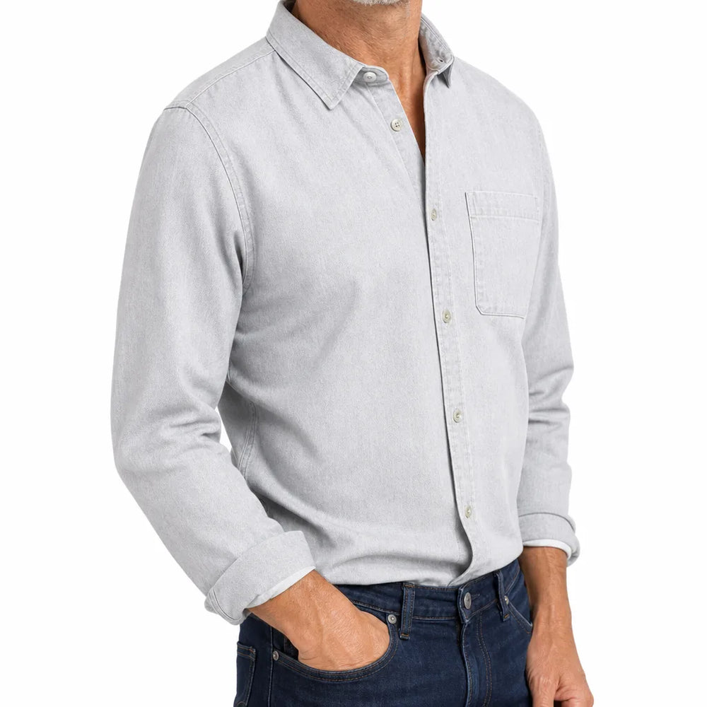 Men's White Harper Solid Collared Shirt