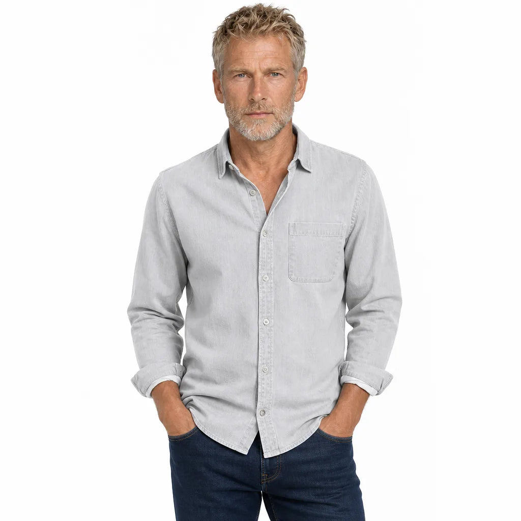 Men's White Harper Solid Collared Shirt