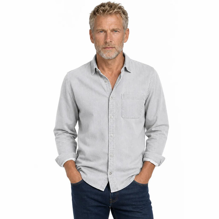 Men's White Harper Solid Collared Shirt