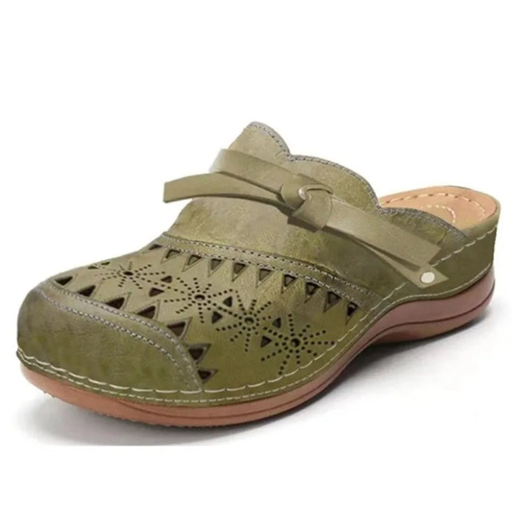 Harper Cutout Mule Sandals - Color:Army Green;Size:35