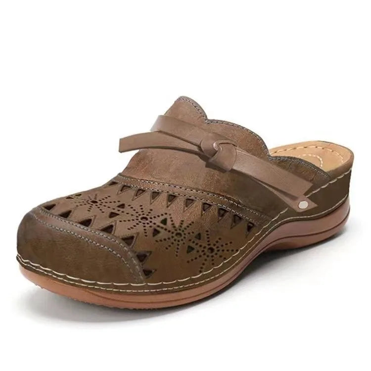 Harper Cutout Mule Sandals - Color:Brown;Size:35