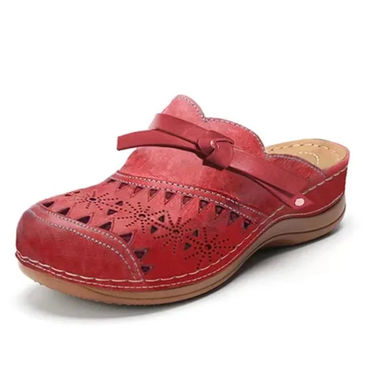 Harper Cutout Mule Sandals - Color:Red;Size:35