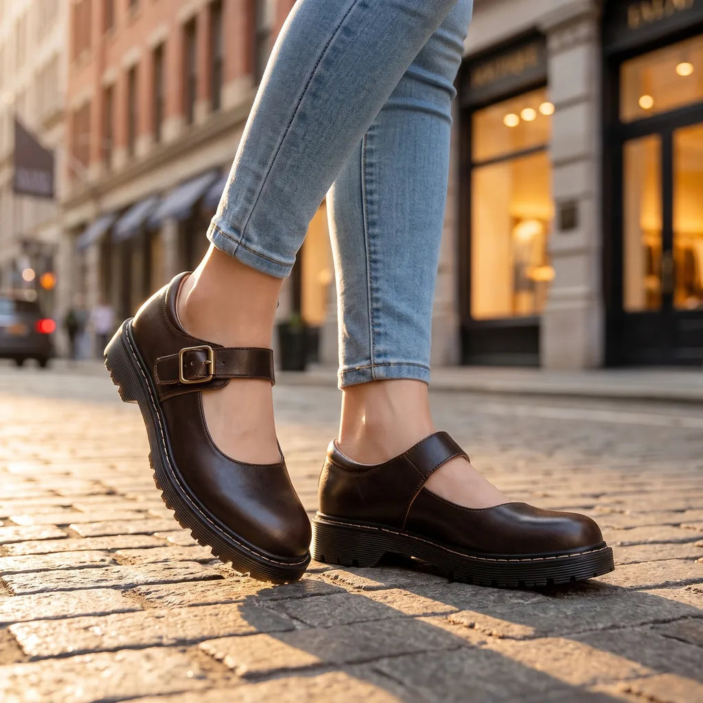Harriet | Womens Platform Mary Jane Heels  - Color:Brown;Size:35