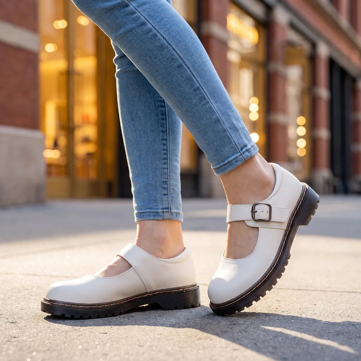 Harriet | Womens Platform Mary Jane Heels  - Color:White;Size:35