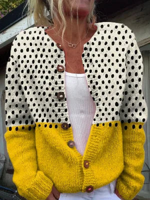 Harriet | Women's Polka-Dot Cardigan  - Size:XS;Color:Multicolor