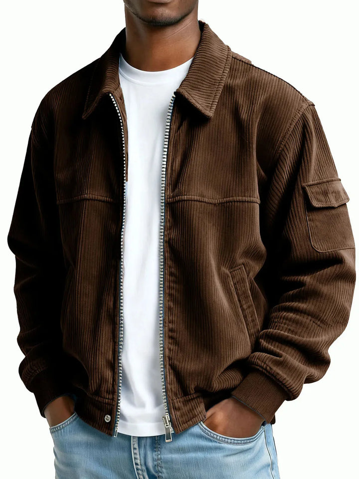 Hartwell | Men's Ribbed Textured Jacket  - Color:Brown;Size:XS