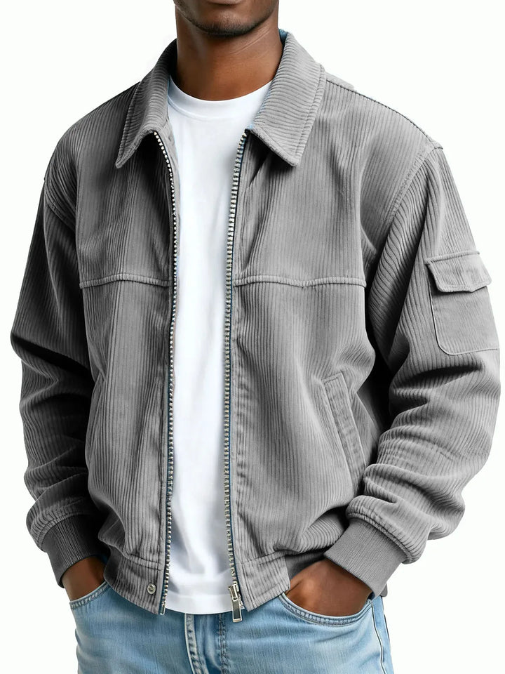 Hartwell | Men's Ribbed Textured Jacket  - Color:Grey;Size:XS