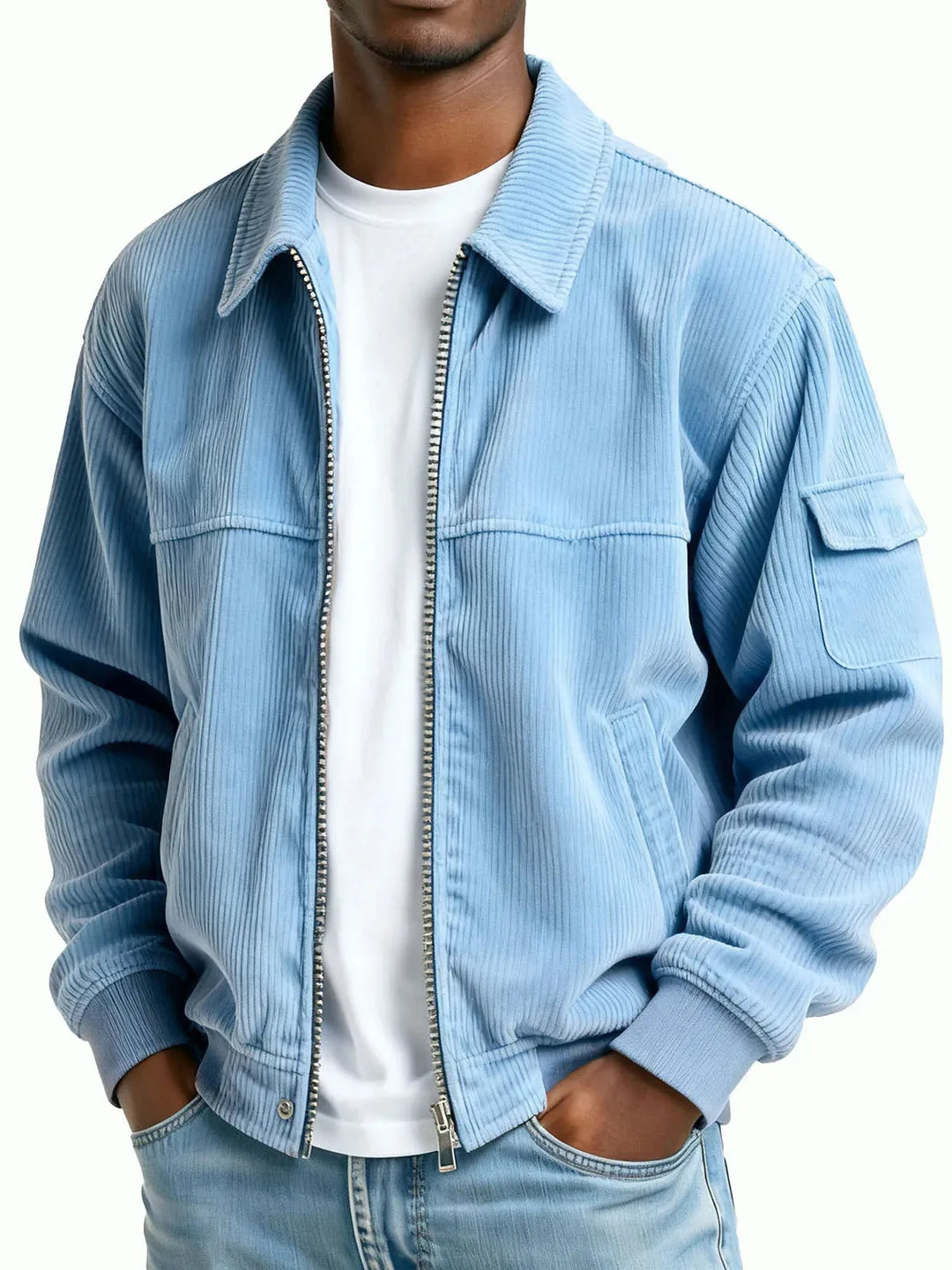 Hartwell | Men's Ribbed Textured Jacket  - Color:Light Blue;Size:XS
